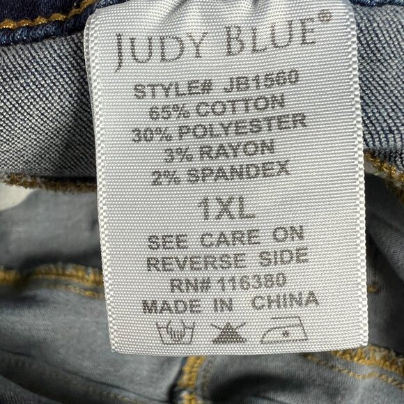 Judy Blue Jean Shorts Women's Plus 32* High Rise Blue Cuffed Denim Jorts Tag 1XL - Picture 5 of 16
